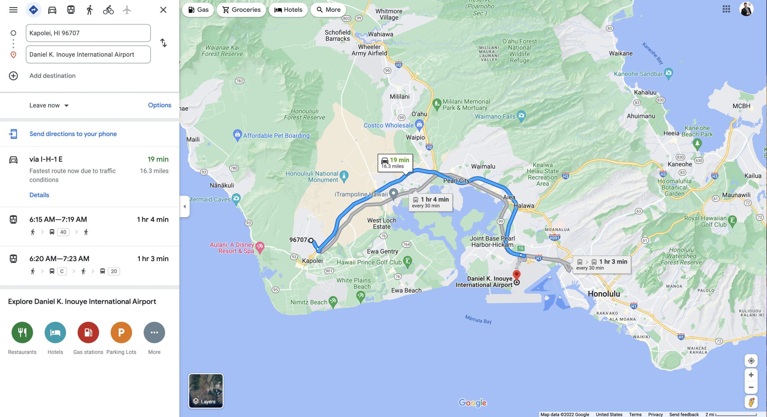 how far is kapolei from honolulu airport